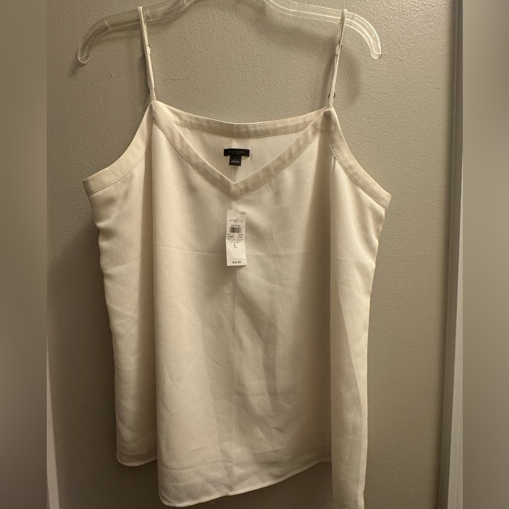NWT- Ann Taylor Elegant Cream Spaghetti Strap Shell Top- Size Large